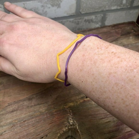 Gold and Purple LSU Rubber Band Bracelet Set - Picture 4 of 4